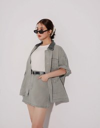 High Waisted Wash Jeans Denim A Line Mini Skirt