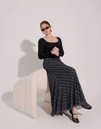 Vintage Inspired Plaid A Line Maxi Skirt