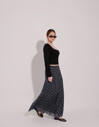 Vintage Inspired Plaid A Line Maxi Skirt