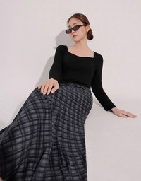 Vintage Inspired Plaid A Line Maxi Skirt
