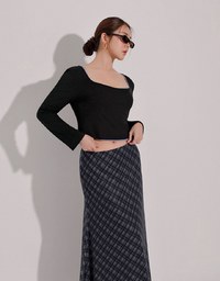 Vintage Inspired Plaid A Line Maxi Skirt