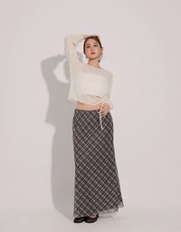 Vintage Inspired Plaid A Line Maxi Skirt