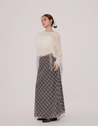 Vintage Inspired Plaid A Line Maxi Skirt