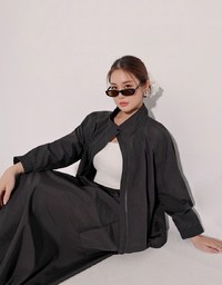 High Waist Cargo Pocket Maxi Skirt with Drawstring Hem