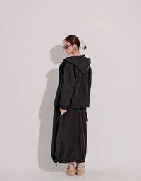 High Waist Cargo Pocket Maxi Skirt with Drawstring Hem