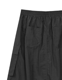 High Waist Cargo Pocket Maxi Skirt with Drawstring Hem