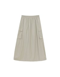High Waist Cargo Pocket Maxi Skirt with Drawstring Hem