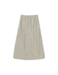 High Waist Cargo Pocket Maxi Skirt with Drawstring Hem