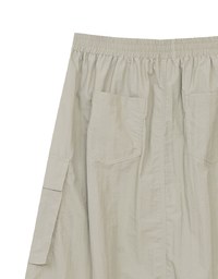 High Waist Cargo Pocket Maxi Skirt with Drawstring Hem