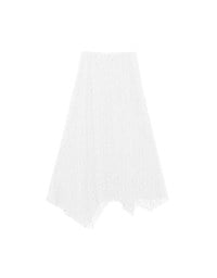 Lace Asymmetrical Hem High Waist Maxi Skirt