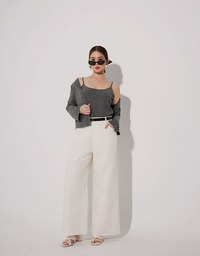 【Stain Resistant】Relaxed Fit High Waist Wide Leg Jeans Denim Pants