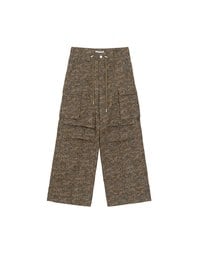 Drawstring Waist Wide Leg Cargo Pants (Camo Print/Leopard Print)