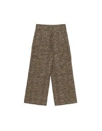 Drawstring Waist Wide Leg Cargo Pants (Camo Print/Leopard Print)