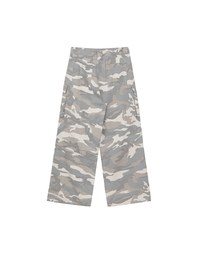Drawstring Waist Wide Leg Cargo Pants (Camo Print/Leopard Print)