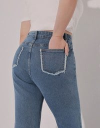 Classic High Waist Frayed Edge Flared Jeans Denim Pants