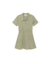 Polo Collar Flared Hem Mini Dress