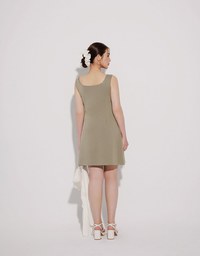 Classic Square Neck Wide Strap Fitted Padded Mini Dress