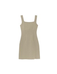 Classic Square Neck Wide Strap Fitted Padded Mini Dress