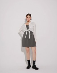 Classic Square Neck Wide Strap Fitted Padded Mini Dress