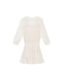 Lace Trim Drawstring Sleeve Cropped Cardigan and Elastic Waist A Line Mini Skirt Set Wear
