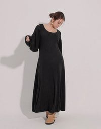 Sleeveless Knit Maxi Dress and Detachable Sleeve Cardigan Set Wear