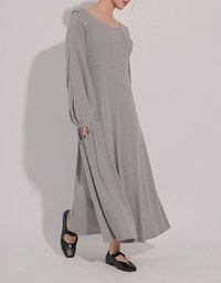 Sleeveless Knit Maxi Dress and Detachable Sleeve Cardigan Set Wear
