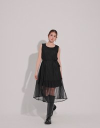 Flowy Sleeveless Maxi Dress with Waist Tie Detail