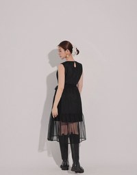 Flowy Sleeveless Maxi Dress with Waist Tie Detail