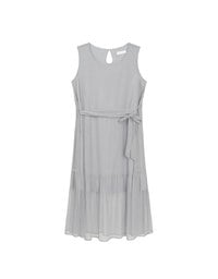 Flowy Sleeveless Maxi Dress with Waist Tie Detail