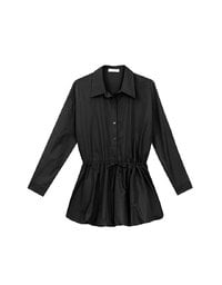 Adjustable Drawstring Waist Balloon Hem Shirt Dress