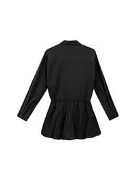 Adjustable Drawstring Waist Balloon Hem Shirt Dress