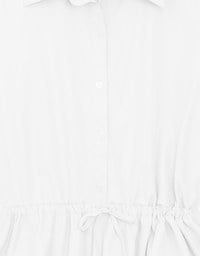 Adjustable Drawstring Waist Balloon Hem Shirt Dress