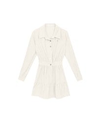 Collared Waist Cinched Button Front Shirt Mini Dress with AIR SPACE Logo Embroidered