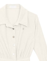 Collared Waist Cinched Button Front Shirt Mini Dress with AIR SPACE Logo Embroidered