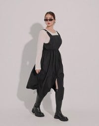 Adjustable Strap Drawstring Waist Cargo Maxi Dress