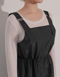 Adjustable Strap Drawstring Waist Cargo Maxi Dress