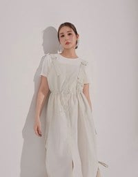 Adjustable Strap Drawstring Waist Cargo Maxi Dress