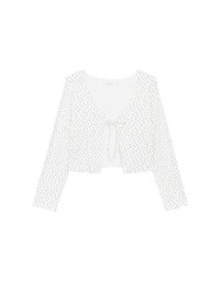 Floral Print Ribbed Tie Front Cropped Cardigan