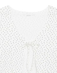 Floral Print Ribbed Tie Front Cropped Cardigan