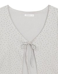 Floral Print Ribbed Tie Front Cropped Cardigan