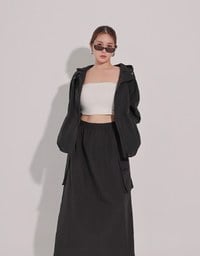 Drawstring Hem Hooded Windbreaker Jacket