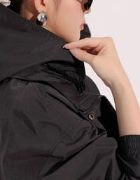 Drawstring Hem Hooded Windbreaker Jacket