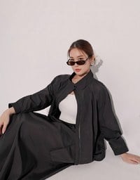Drawstring Hem Hooded Windbreaker Jacket