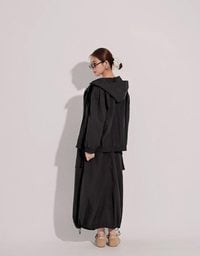 Drawstring Hem Hooded Windbreaker Jacket