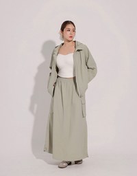 Drawstring Hem Hooded Windbreaker Jacket