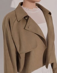 Classic Collar Faux Suede Cropped Trench Jacket