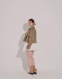 Classic Collar Faux Suede Cropped Trench Jacket