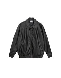 Faux Suede Oversized Collared Zip Up Jacket