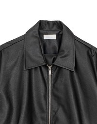 Faux Suede Oversized Collared Zip Up Jacket