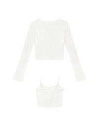 Heart Cutout Buttoned Knit Cardigan and Spaghetti Strap Crop Camisole Set Wear